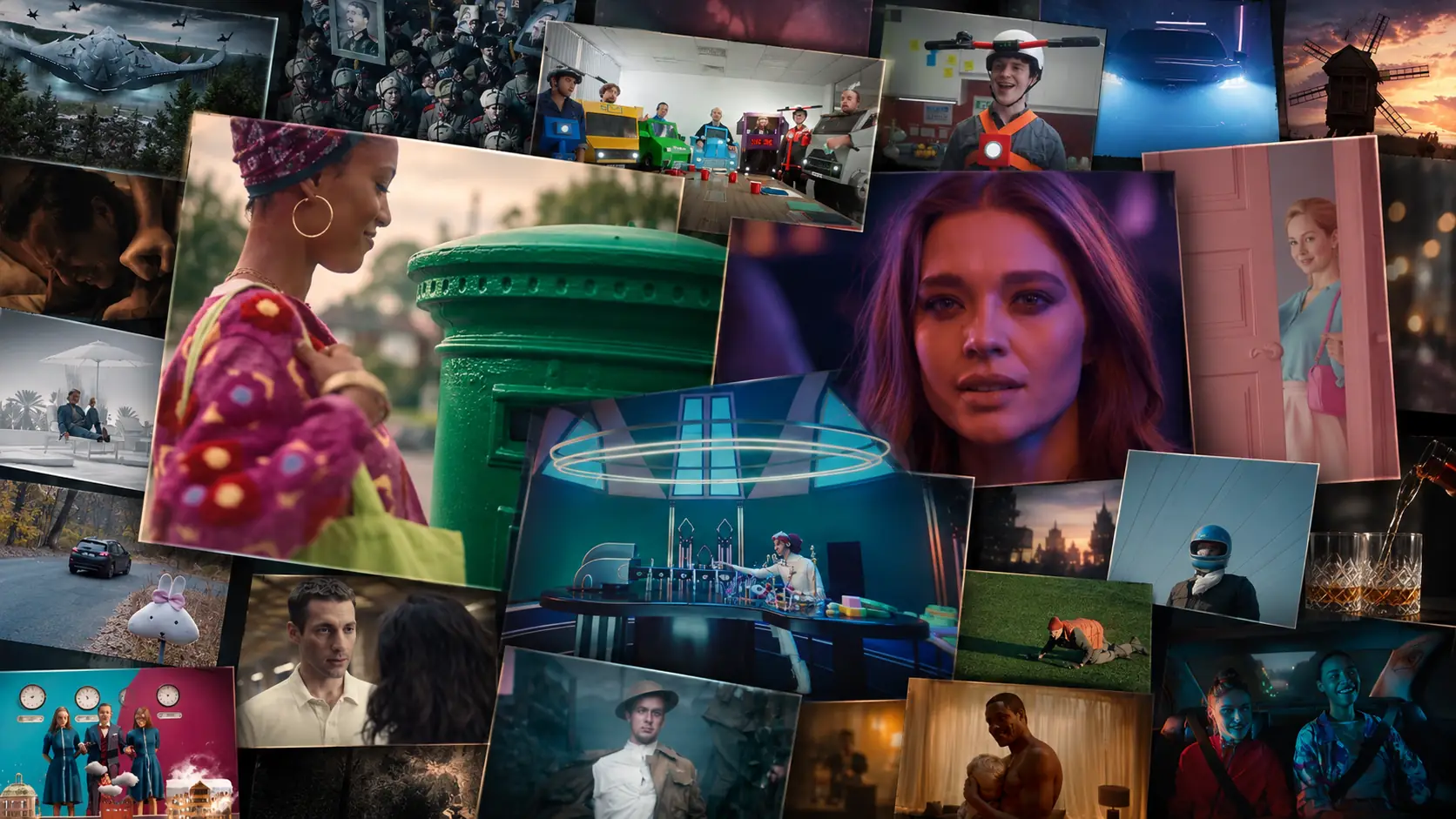 Editorial collage of film and commercial imagery from Anya Tavlinska's portfolio